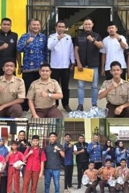 Bersama KONI, PSSI Rohil Berikan Bola Adidas ke Beberapa SSB dan SD