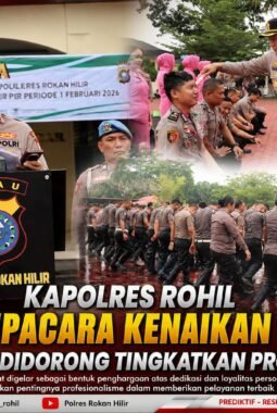 Kapolres Rohil Pimpin Upacara Kenaikan Pangkat, 65 Personel Didorong Tingkatkan Profesionalisme