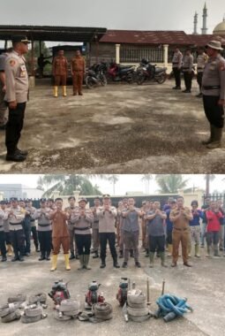 Polsek Sinaboi Bersama Unsur Trikorwil Gelar Apel Kesiapan dan Cek Sarpras Karhutla